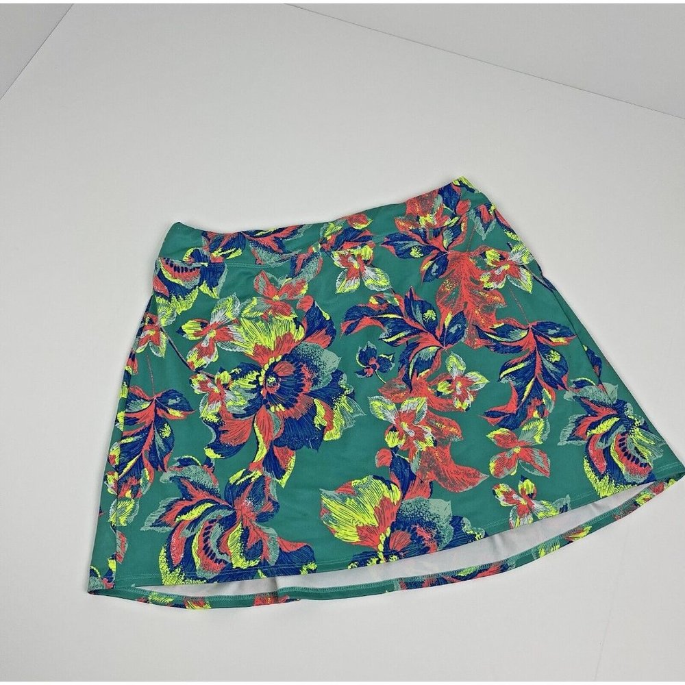 Zelos Skort Size M | Tropical Print Teal Tennis Skirt Palm Beach Resort Wear‎